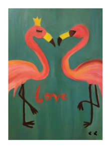Z Artwork Love Flamingos
